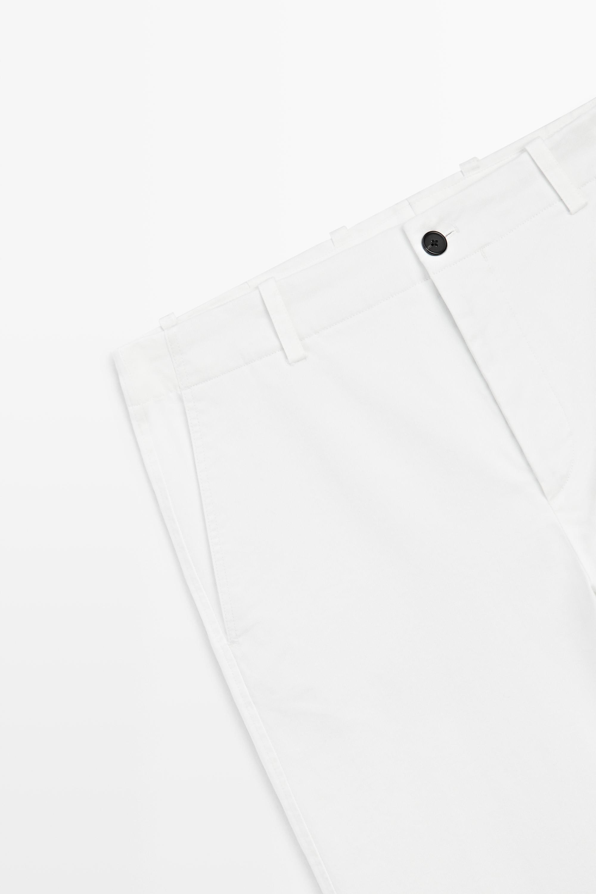 Straight-leg cotton blend pleated pants